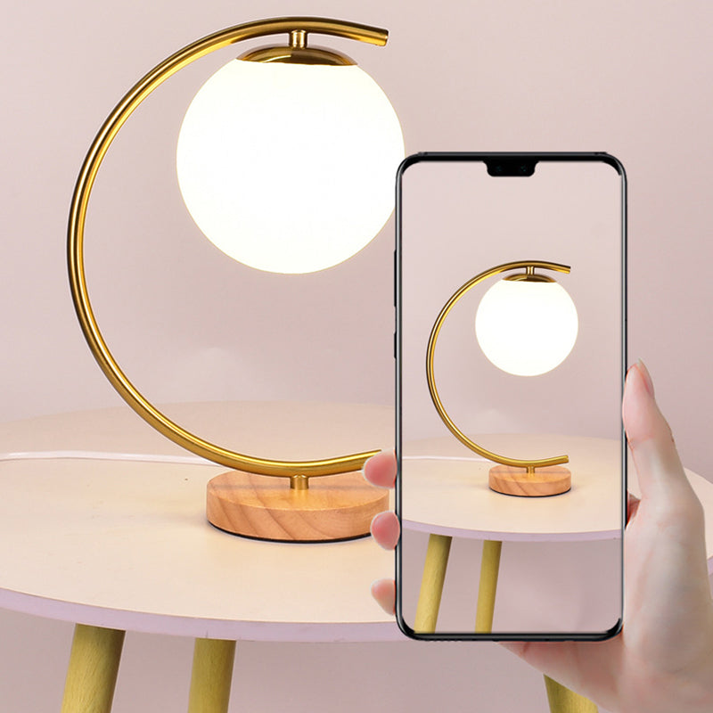 Orb Curved Round Glass Table Lamp