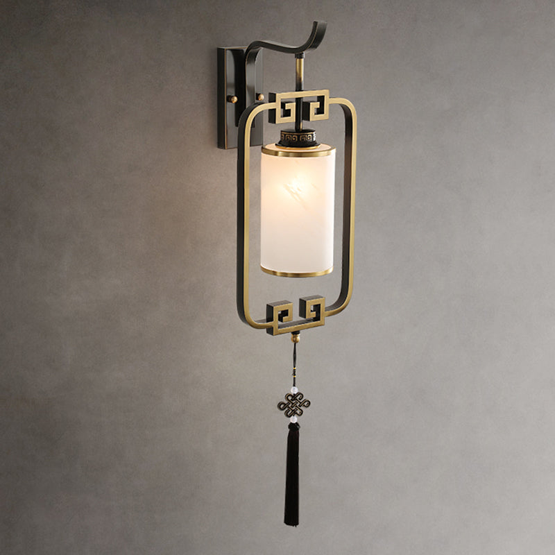 Cylinder Lantern Square Glass Wall Lamp