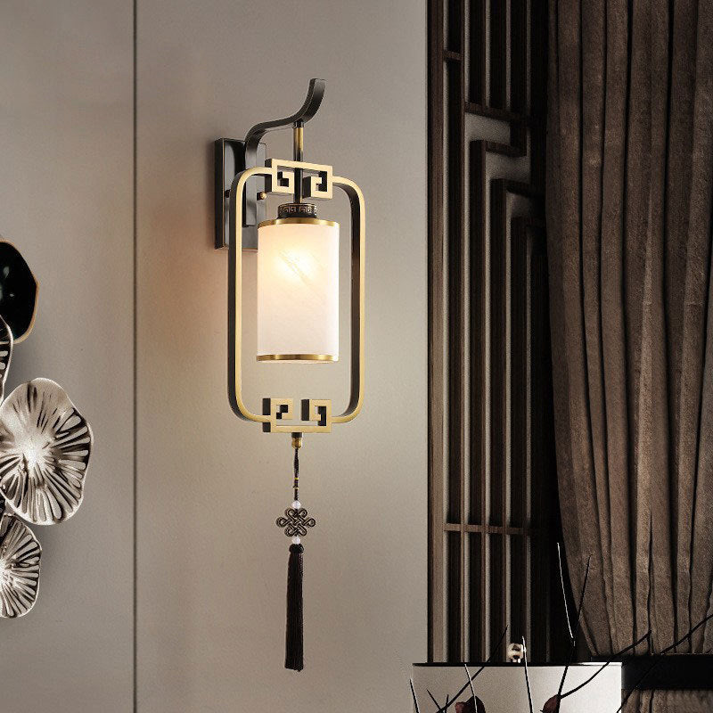 Cylinder Lantern Square Glass Wall Lamp