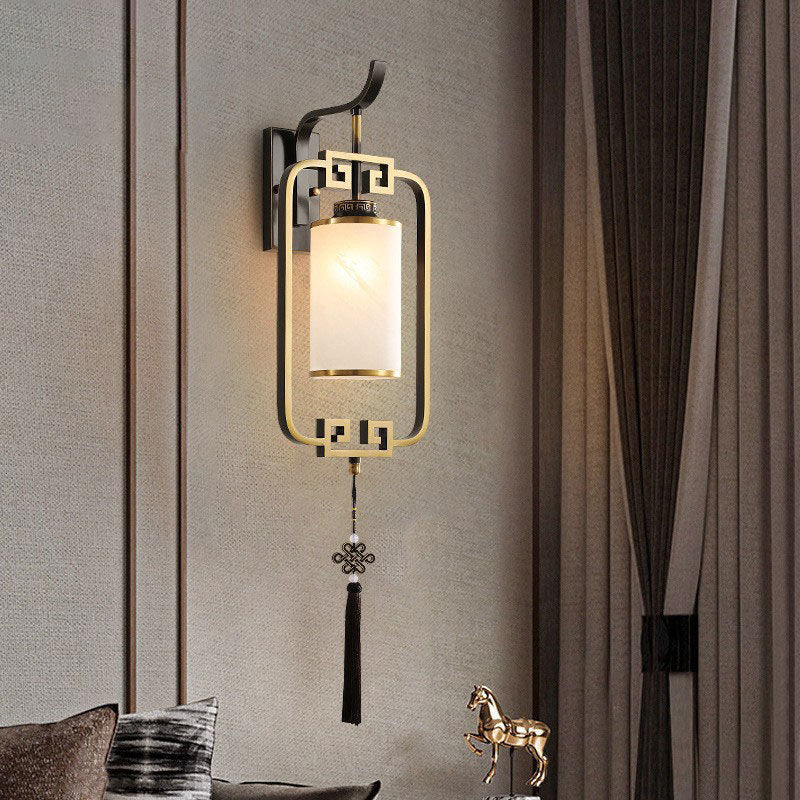 Cylinder Lantern Square Glass Wall Lamp