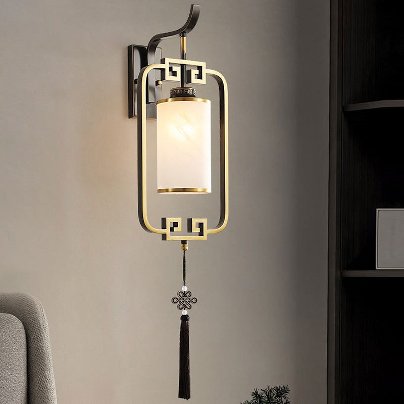 Cylinder Lantern Square Glass Wall Lamp