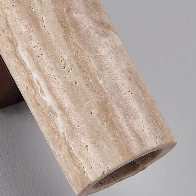 Cylinder Round Yellow Travertine 2-Light Wall Lamp
