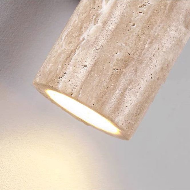 Cylinder Round Yellow Travertine 2-Light Wall Lamp