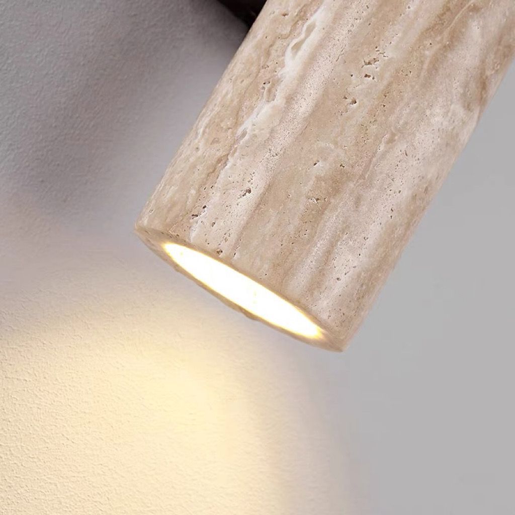 Cylinder Round Yellow Travertine 2-Light Wall Lamp