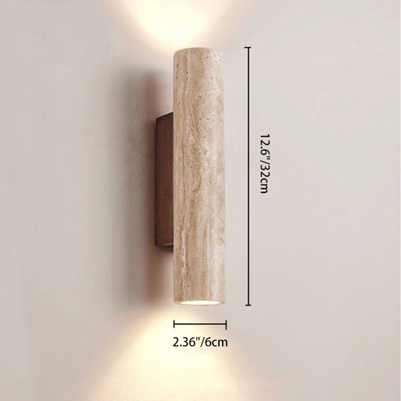 Cylinder Round Yellow Travertine 2-Light Wall Lamp