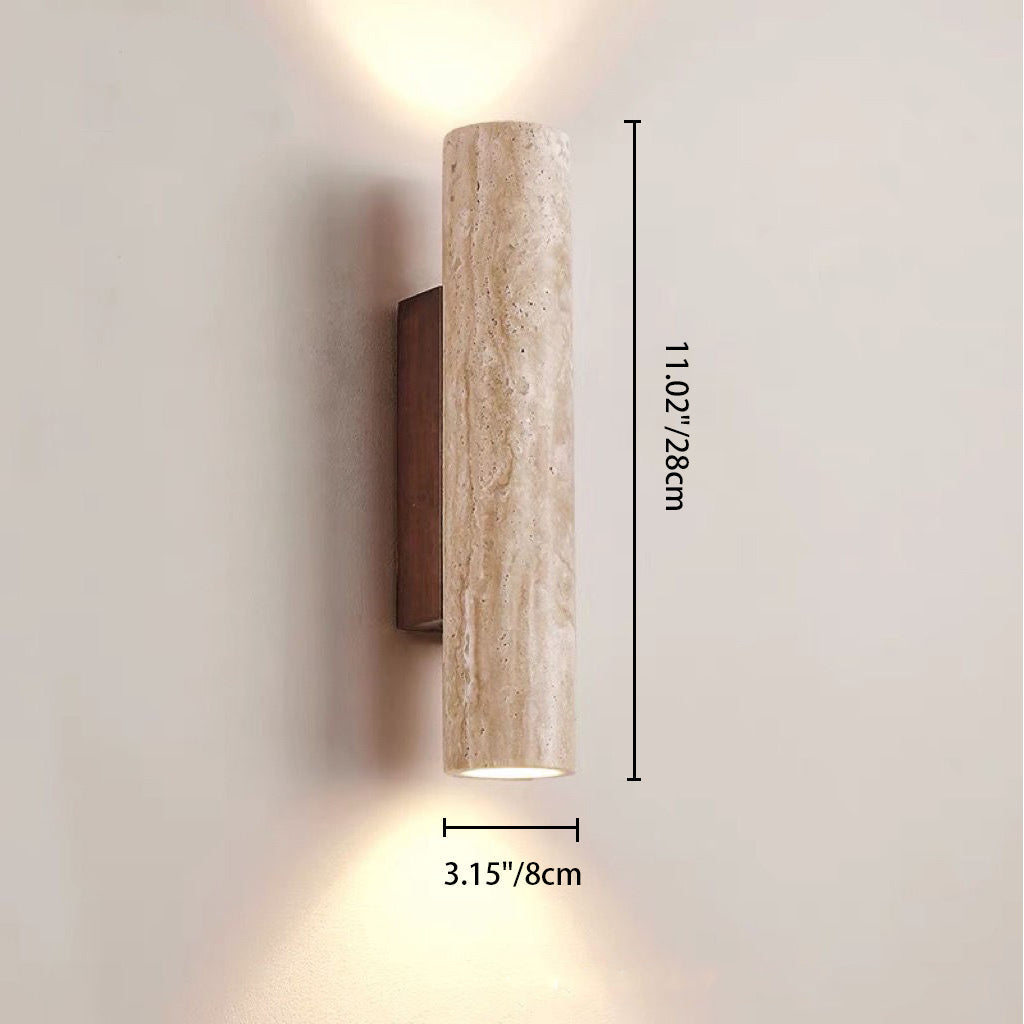 Cylinder Round Yellow Travertine 2-Light Wall Lamp