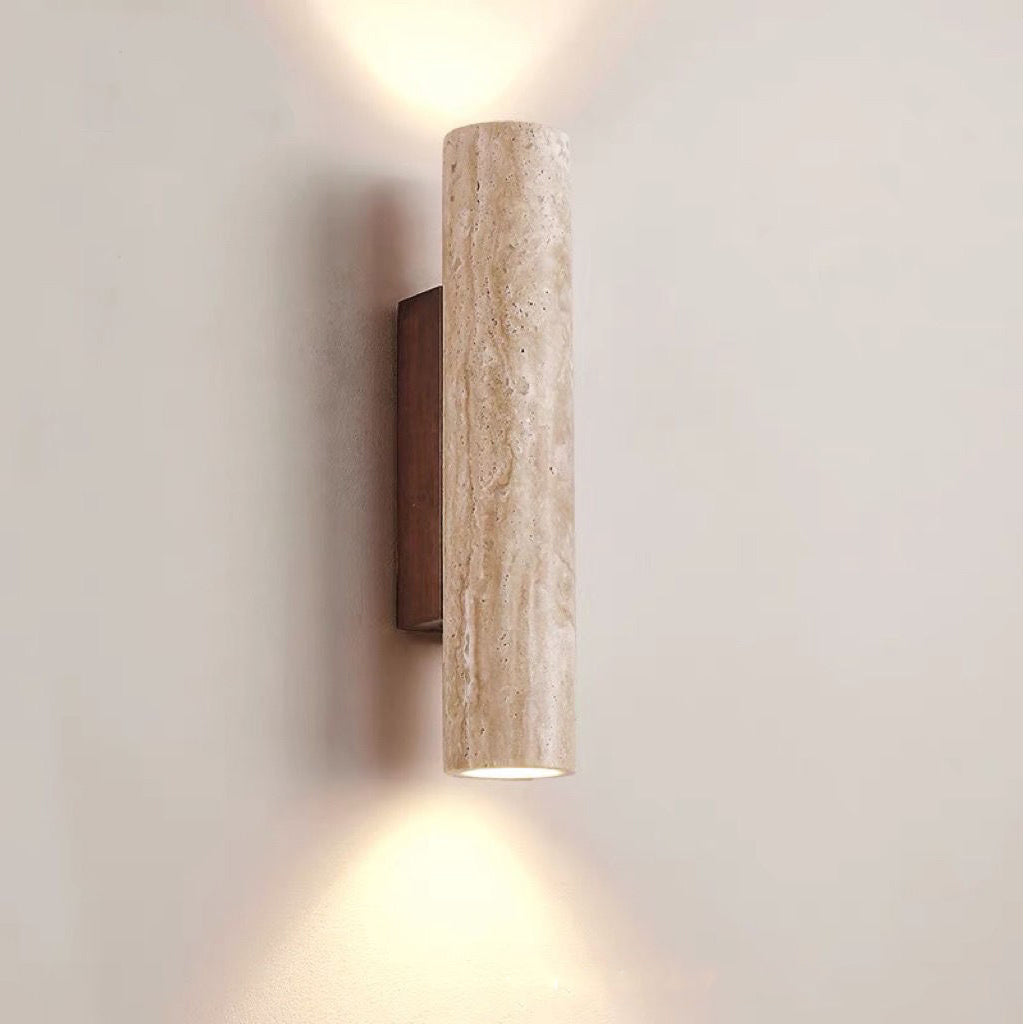Cylinder Round Yellow Travertine 2-Light Wall Lamp