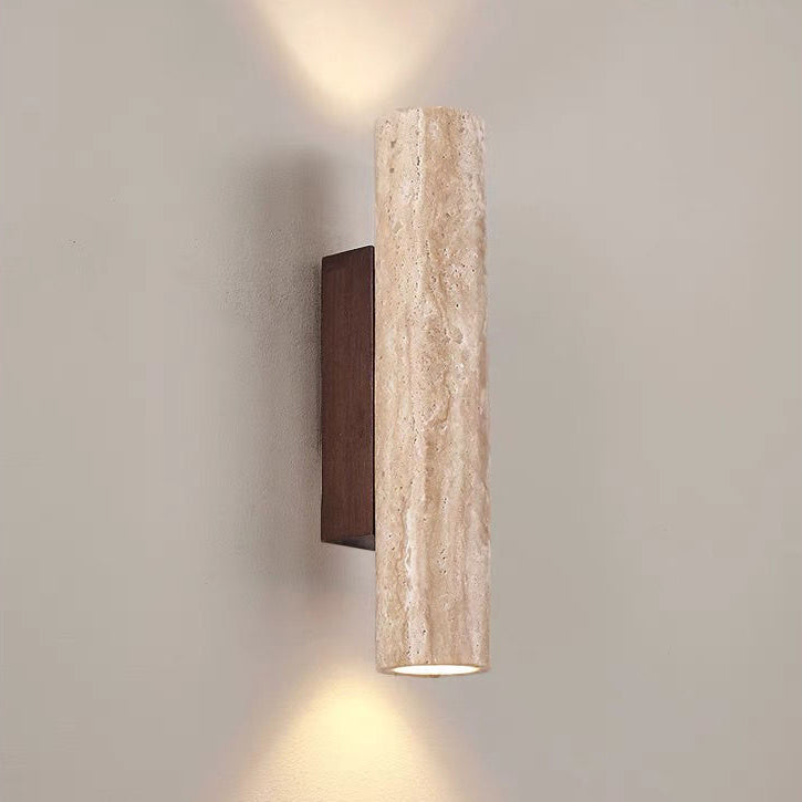 Cylinder Round Yellow Travertine 2-Light Wall Lamp