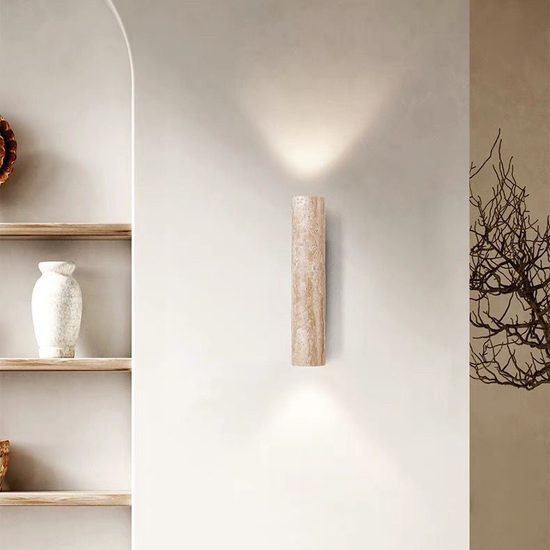 Cylinder Round Yellow Travertine 2-Light Wall Lamp