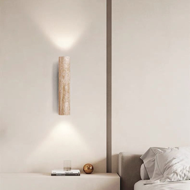 Cylinder Round Yellow Travertine 2-Light Wall Lamp