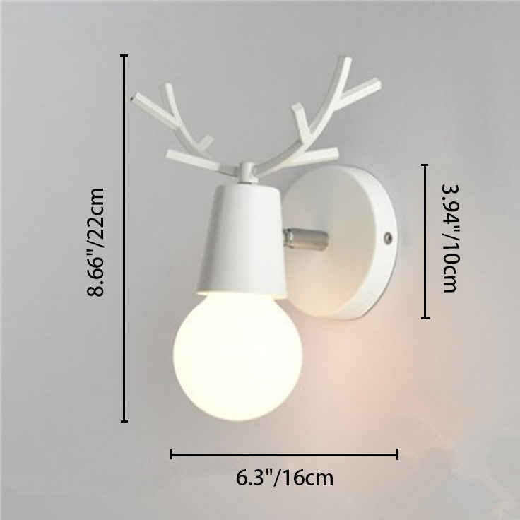 Antler Round Glass Rubberwood Wall Lamp