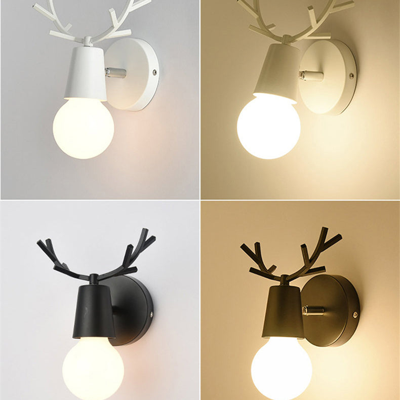 Antler Round Glass Rubberwood Wall Lamp