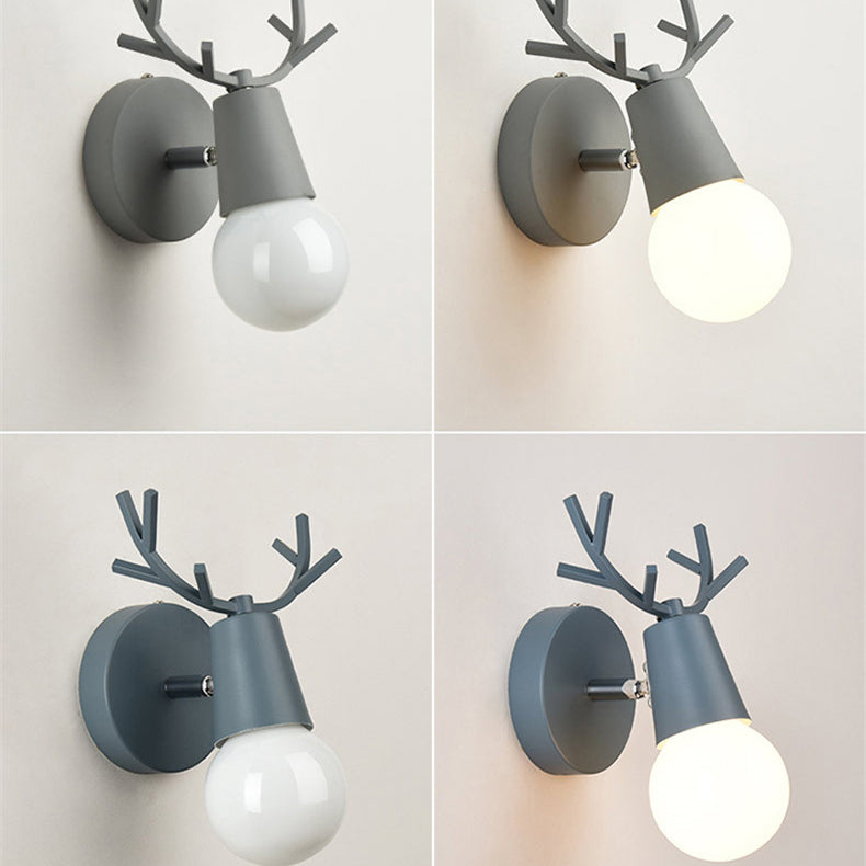 Antler Round Glass Rubberwood Wall Lamp