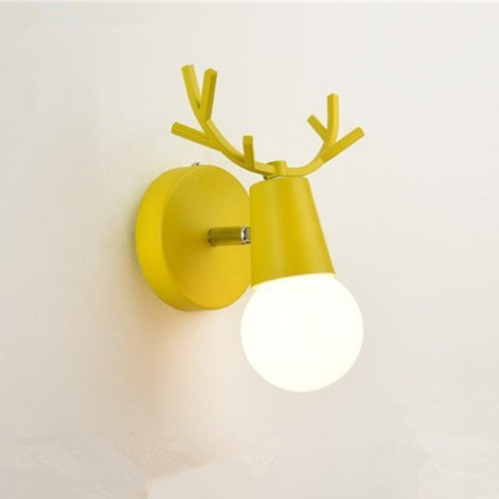 Antler Round Glass Rubberwood Wall Lamp