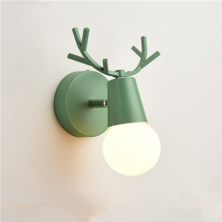 Antler Round Glass Rubberwood Wall Lamp