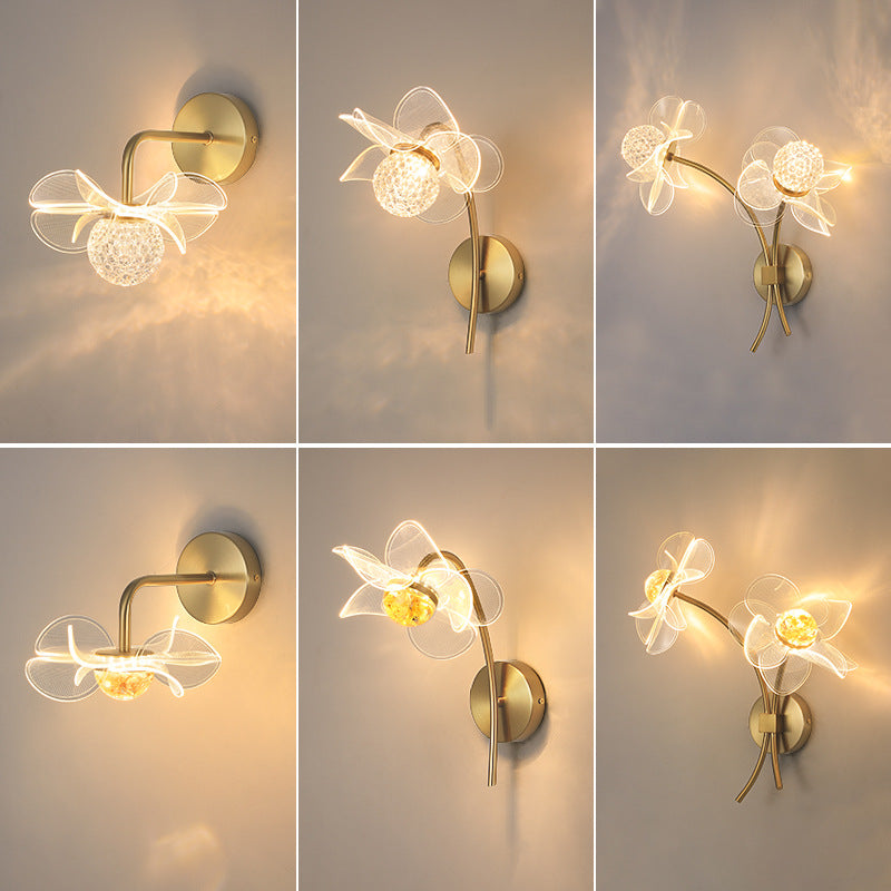 Flower Curved Acrylic Iron Wall Lamp