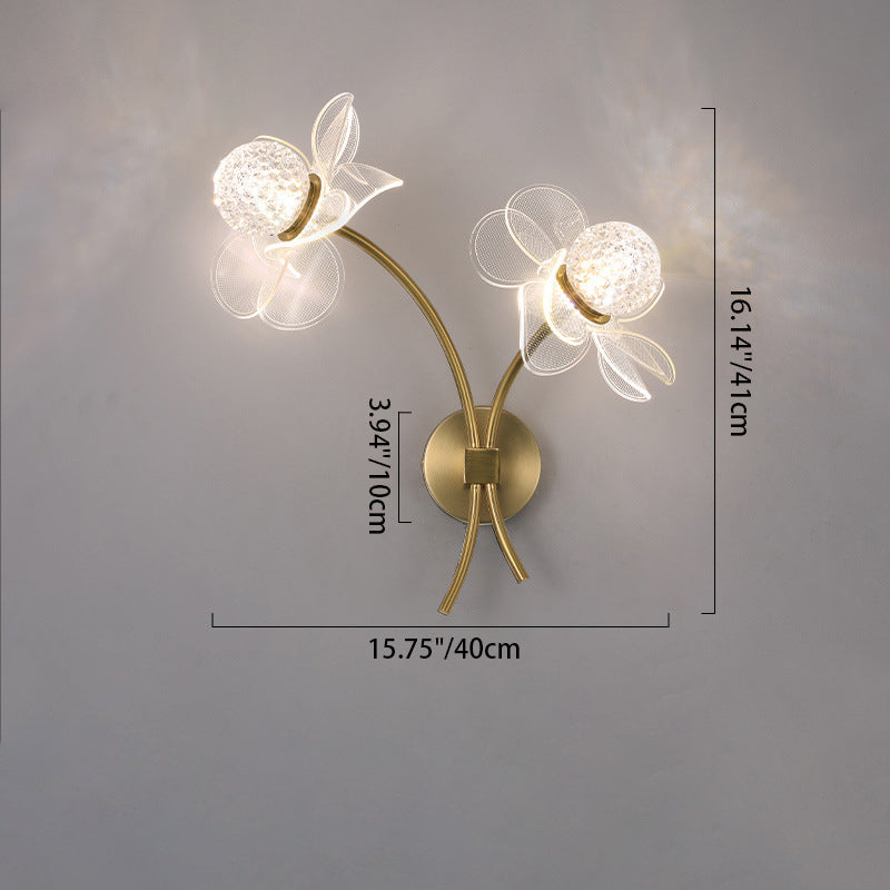 Flower Curved Acrylic Iron Wall Lamp