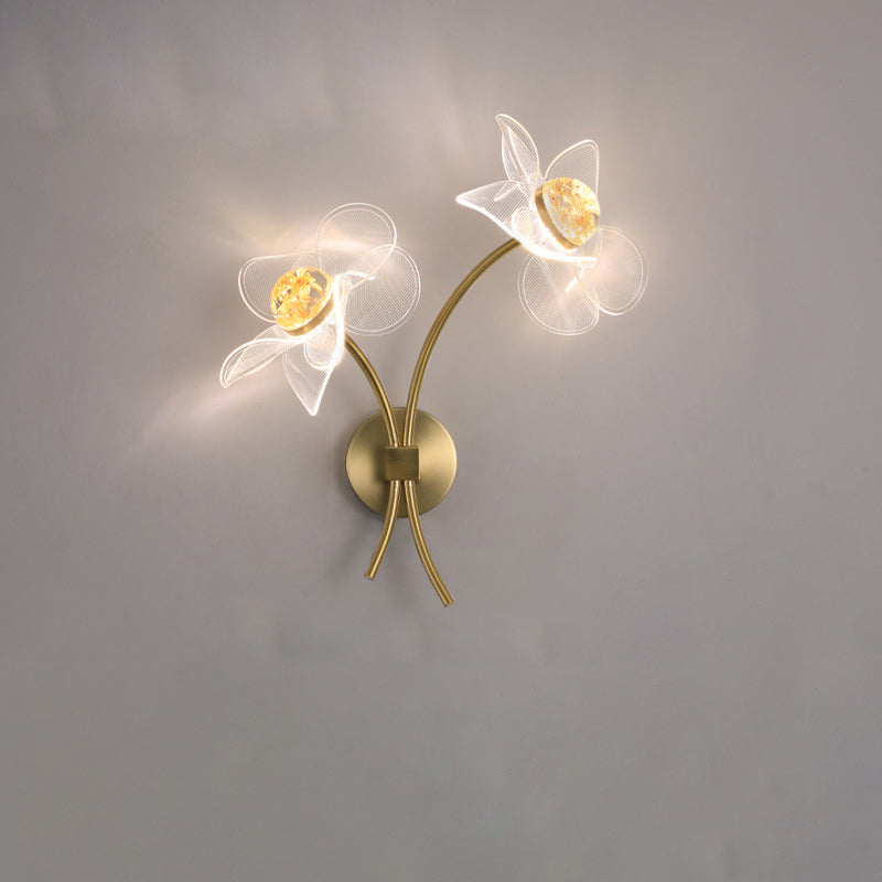 Flower Curved Acrylic Iron Wall Lamp
