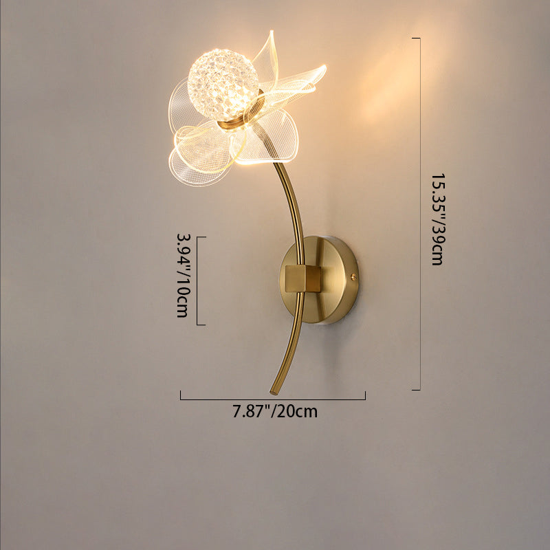 Flower Curved Acrylic Iron Wall Lamp