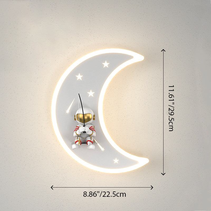 Crescent Moon Astronaut Star Wall Lamp