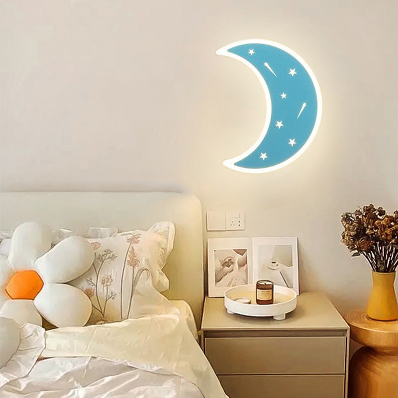 Crescent Moon Astronaut Star Wall Lamp