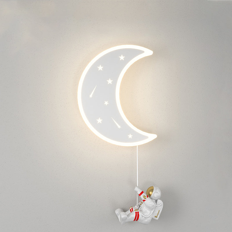 Crescent Moon Astronaut Star Wall Lamp