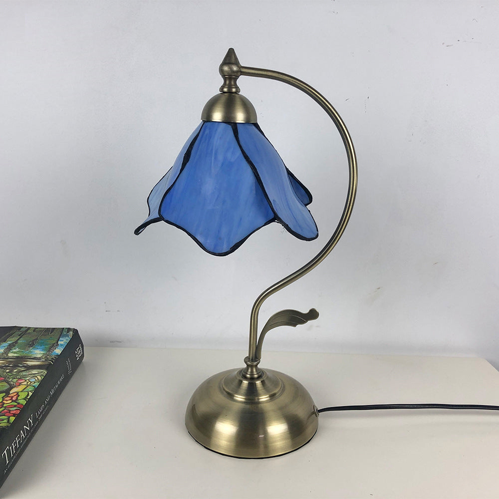 Conical Glass Iron Bedroom Table Lamp