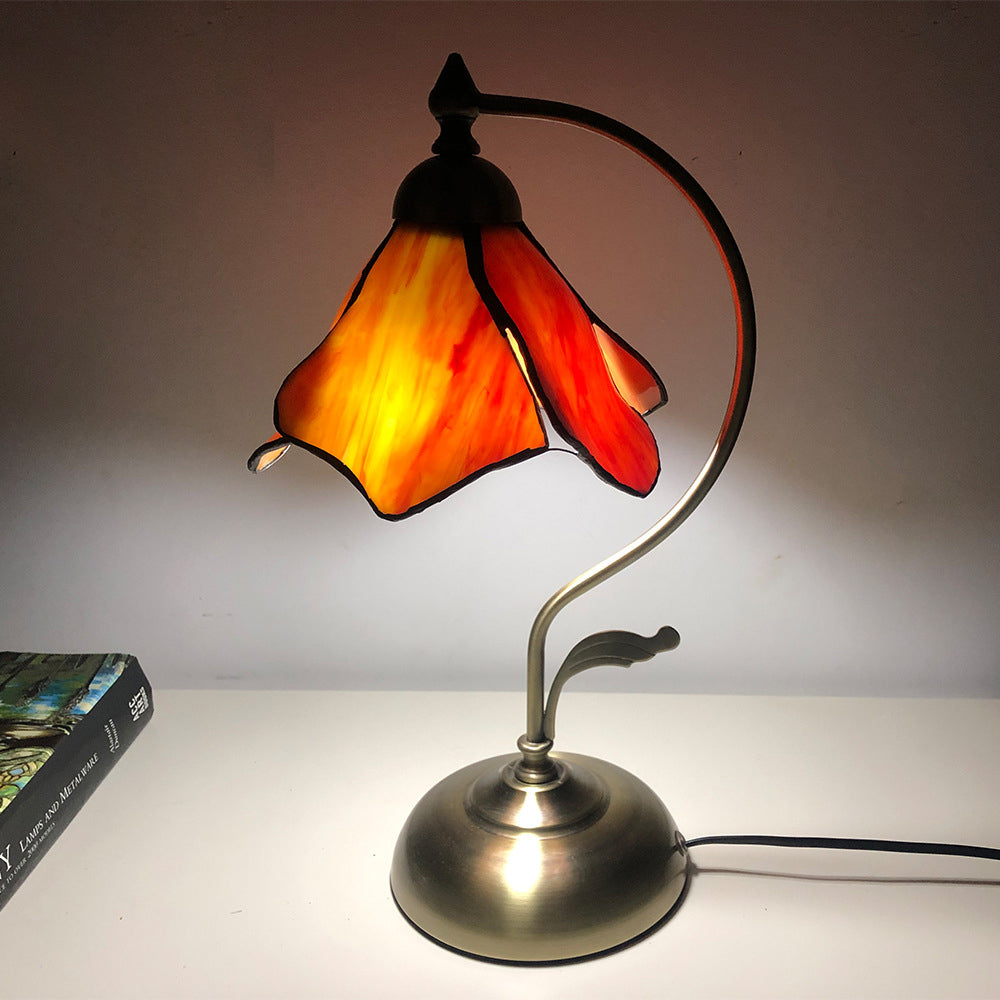 Conical Glass Iron Bedroom Table Lamp
