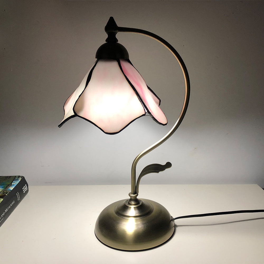 Conical Glass Iron Bedroom Table Lamp