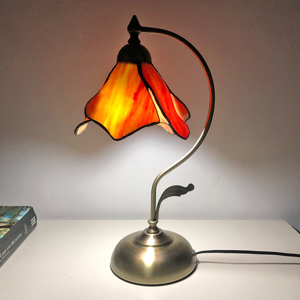 Conical Glass Iron Bedroom Table Lamp