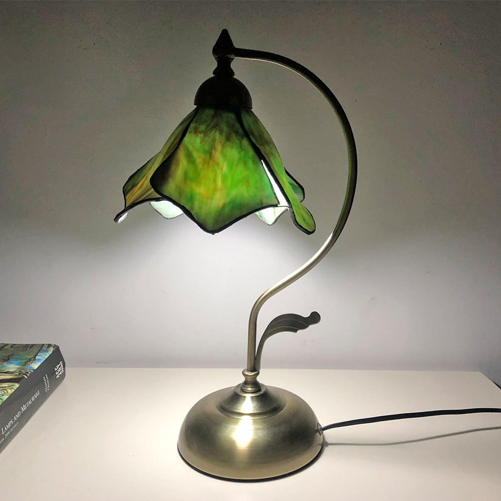 Conical Glass Iron Bedroom Table Lamp