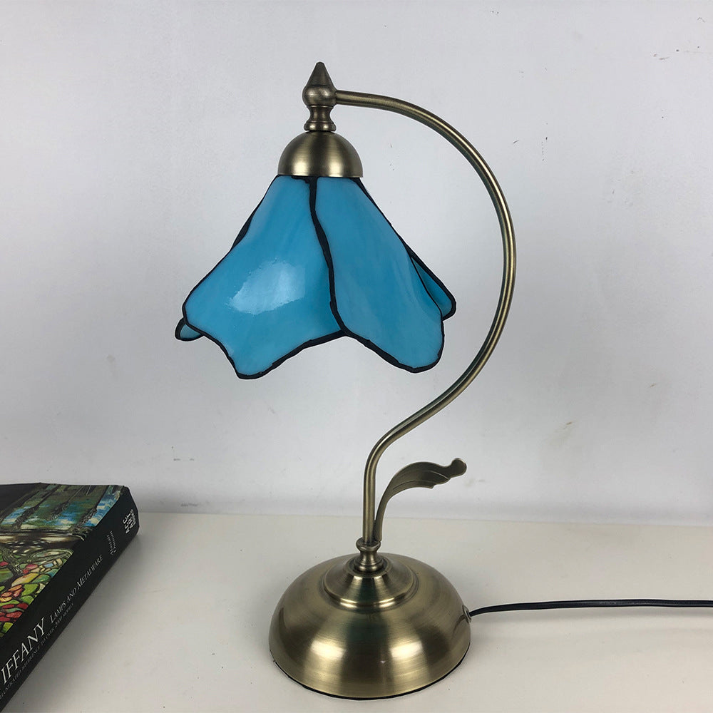 Conical Glass Iron Bedroom Table Lamp