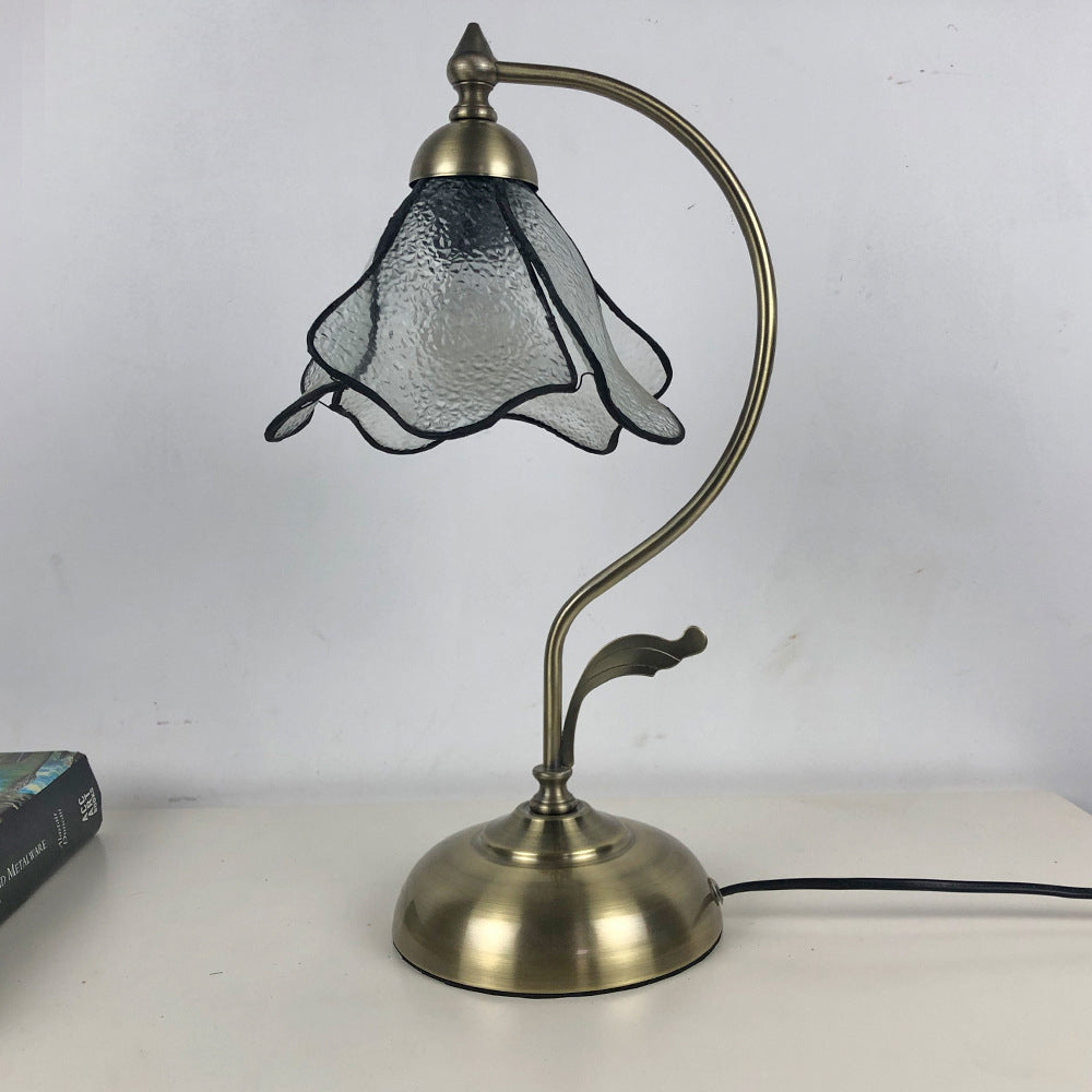 Conical Glass Iron Bedroom Table Lamp