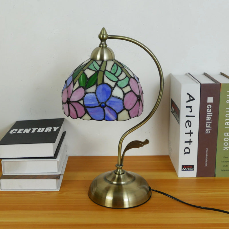 Semicircle Patterned Glass Iron Table Lamp