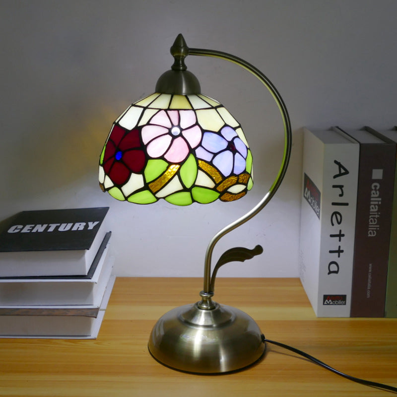 Semicircle Patterned Glass Iron Table Lamp
