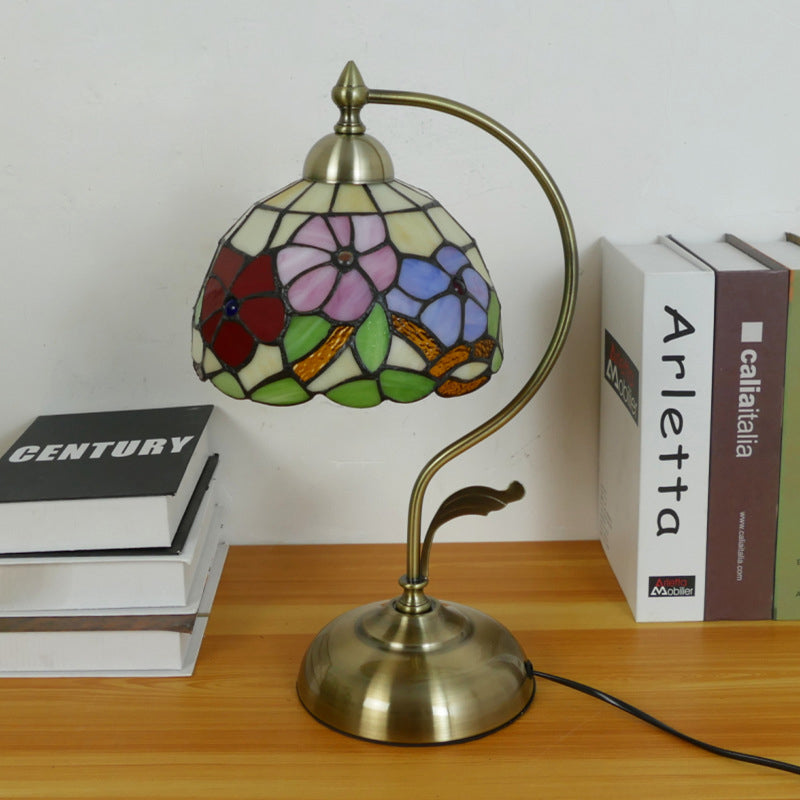 Semicircle Patterned Glass Iron Table Lamp