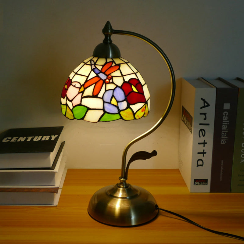 Semicircle Patterned Glass Iron Table Lamp