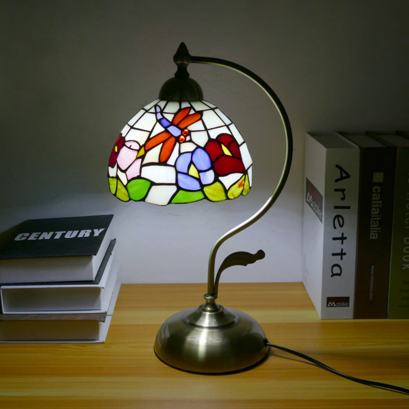 Semicircle Patterned Glass Iron Table Lamp