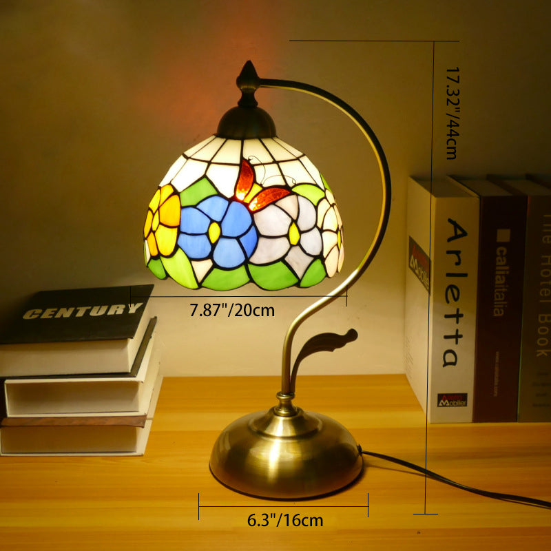 Semicircle Patterned Glass Iron Table Lamp