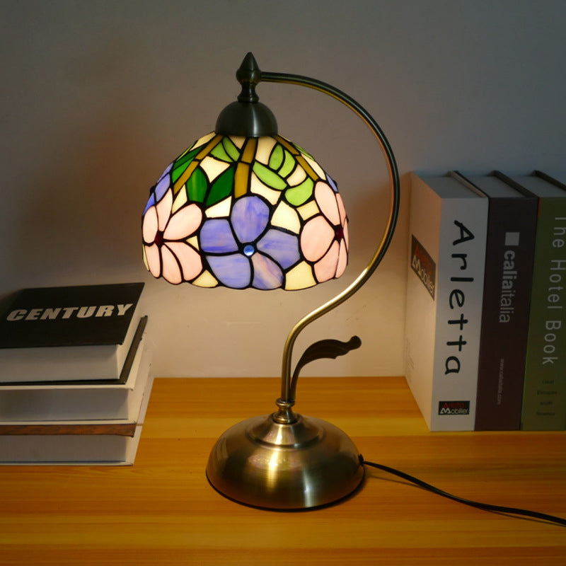 Semicircle Patterned Glass Iron Table Lamp