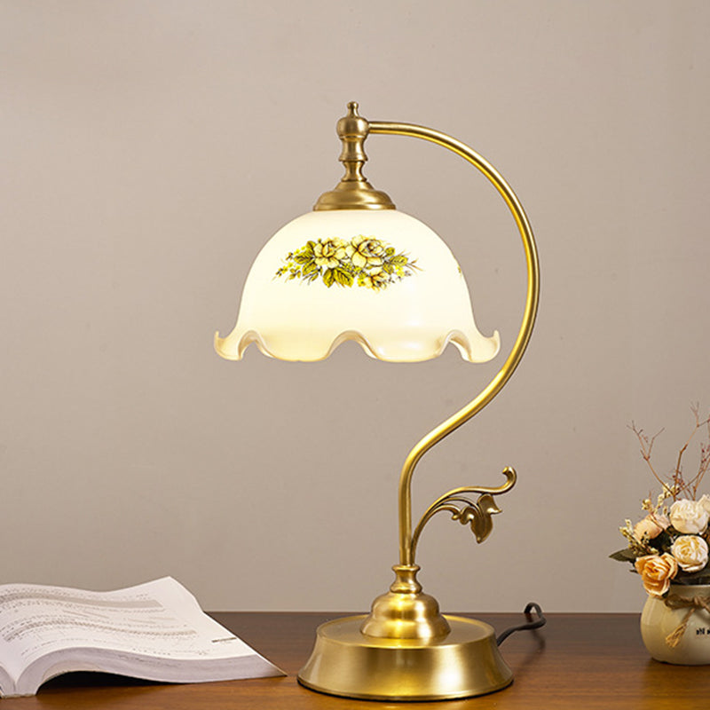 Lotus Curved Round Glass Table Lamp