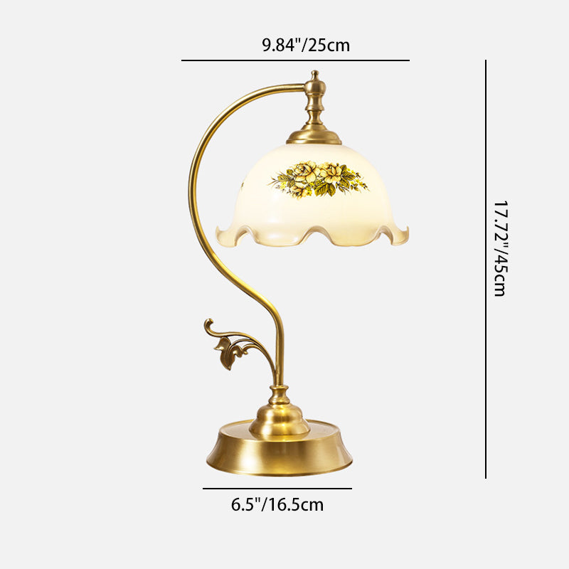 Lotus Curved Round Glass Table Lamp