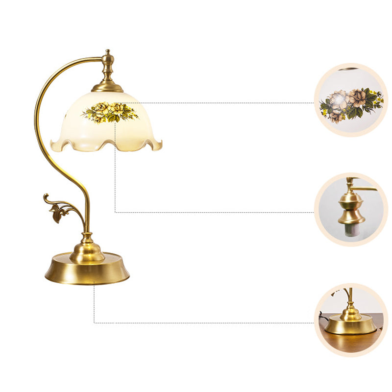 Lotus Curved Round Glass Table Lamp