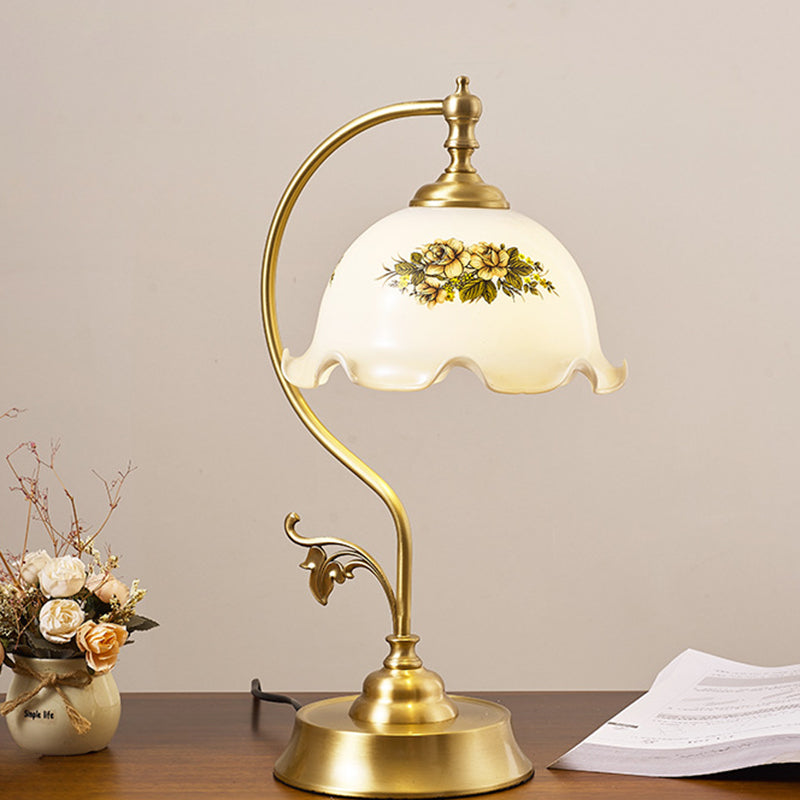 Lotus Curved Round Glass Table Lamp