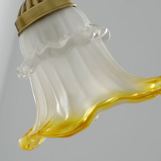 Rose Floral Glass Brass Wall Lamp