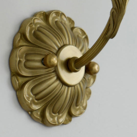 Rose Floral Glass Brass Wall Lamp