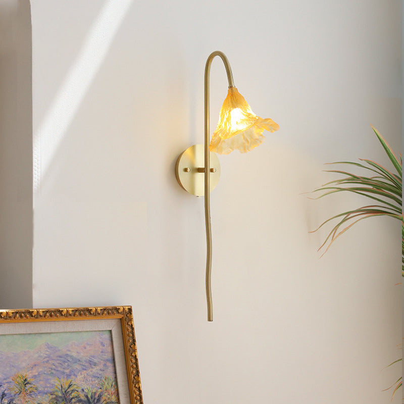 Long Flared Flower Glazed Wall Lamp
