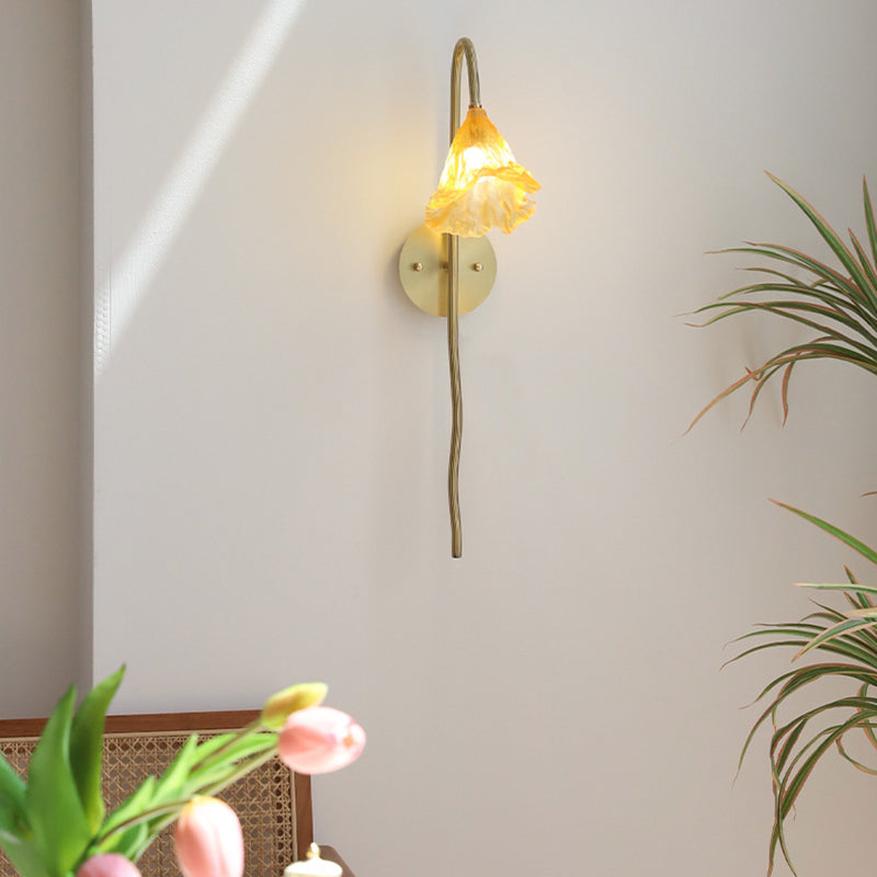 Long Flared Flower Glazed Wall Lamp