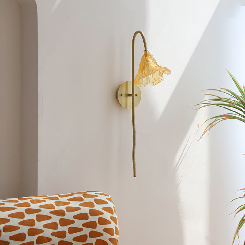 Long Flared Flower Glazed Wall Lamp