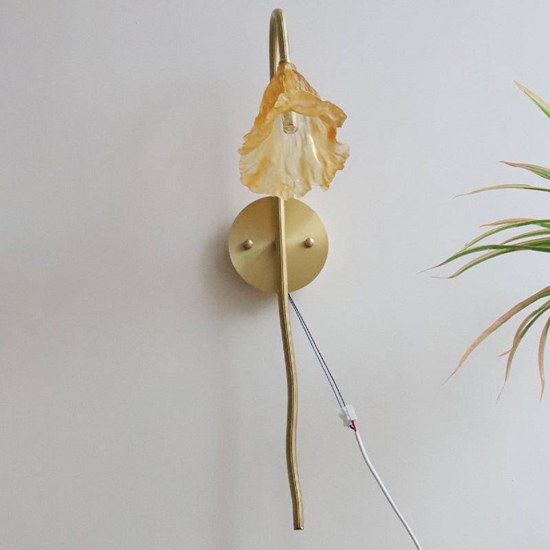 Long Flared Flower Glazed Wall Lamp